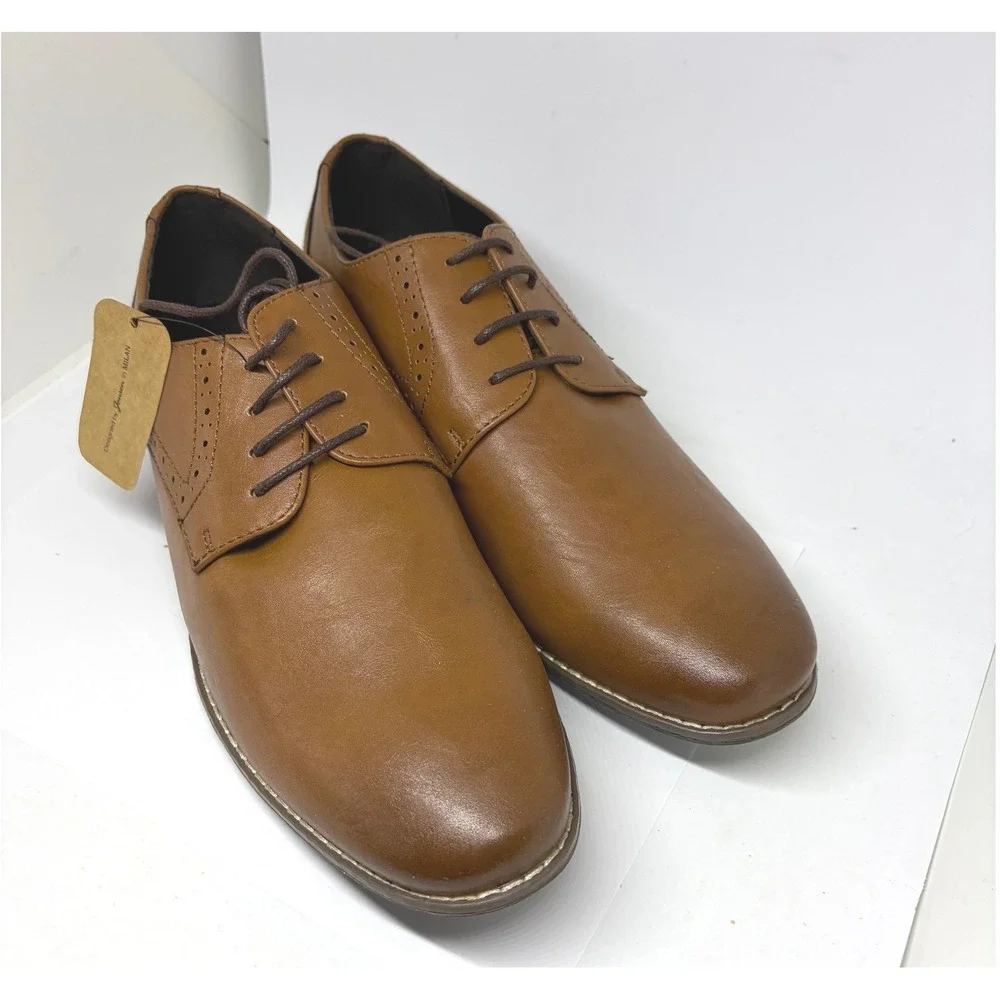 Jousen Derby Shoes Mens 9 Brown Like New Brogue Perforated Lace Up Dress Shoes